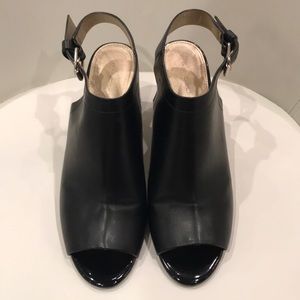 Bandolino 7th Habit Black Peep Toe Wedges